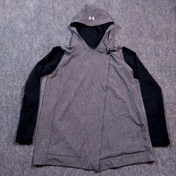 Under Armour Jackets & Blazers - Under Armour‎ Womens XS Transit Wrap Jacket Loose Hooded Full Zip Black Gray